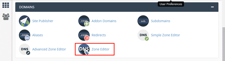 Click Zone Editor under Domain section.