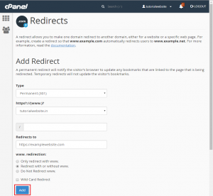 Fill the domain and click add