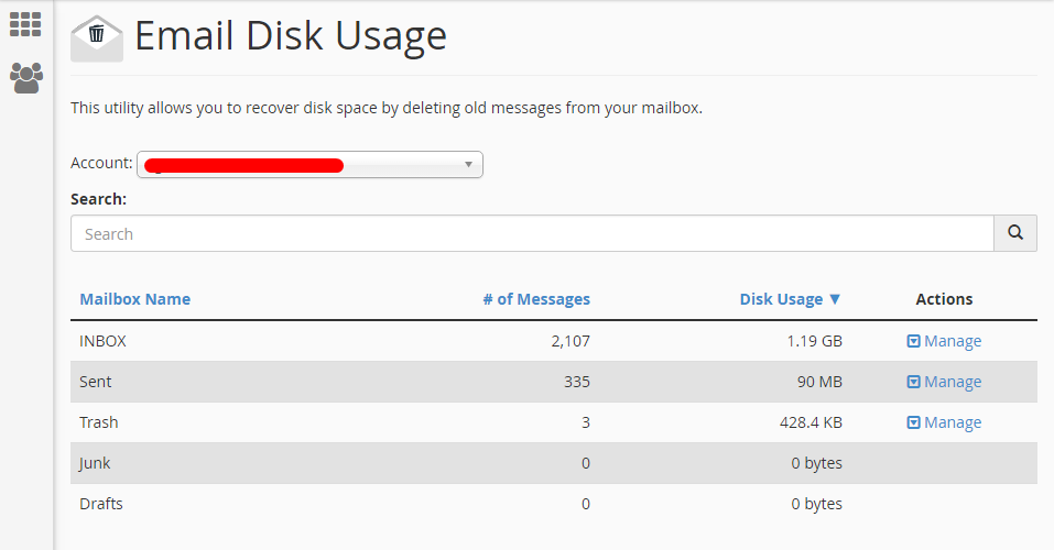 Email disk usage