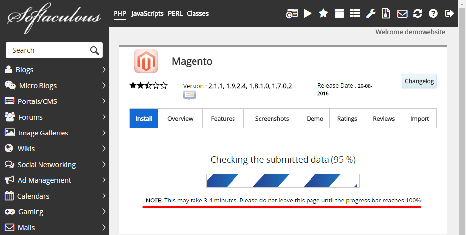Installation process on cPanel for Magento