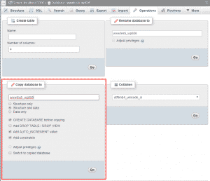 Go to Copy Database option in the Operation