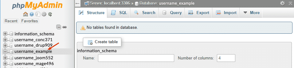 Select Database from the left pane.