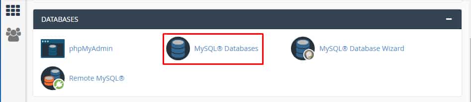 Click the MySQL Database icon under Database section.