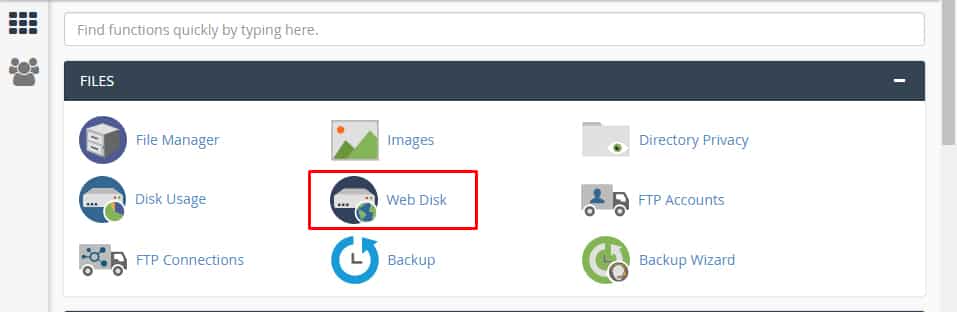 GoFile section and click the web disk option