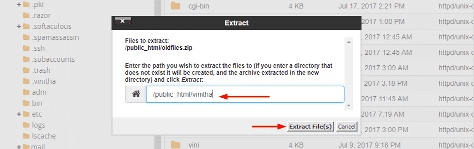 It shows the  Extract Toolbox and you will write the extract path in that box and click the Extract File(s) option.
