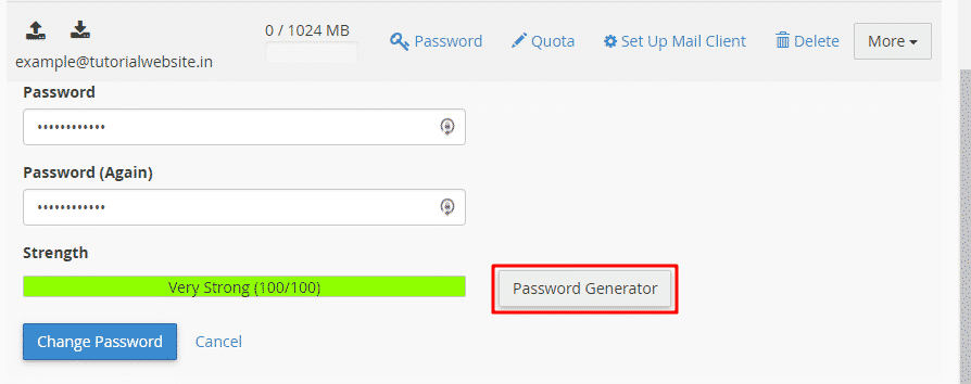 Now Generate the password using password Generator.