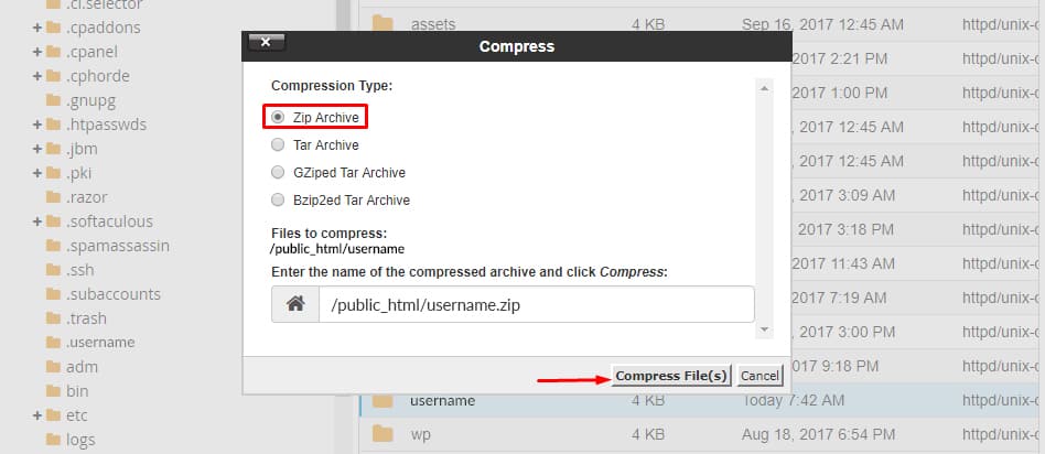 Select the needed compress format in  Compress Type toolbox and click the Compress File(s) option.