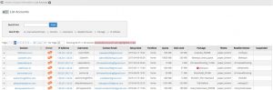 Displays list of accounts