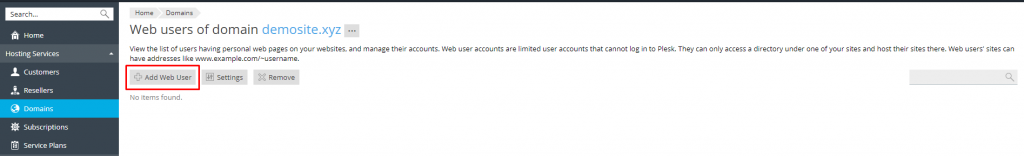 Go to Add web user option