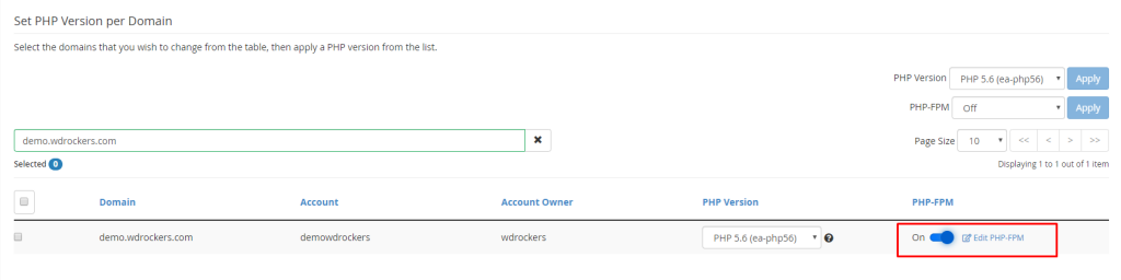 Enable PHP FPM 