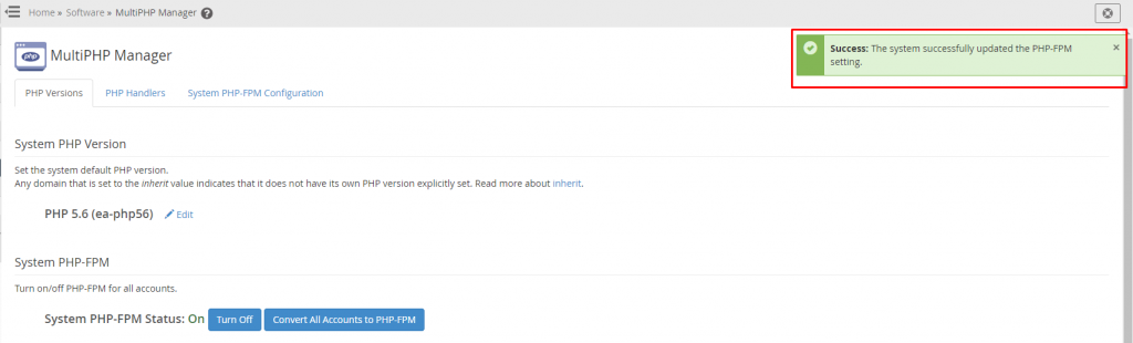 Notification appears for the domain